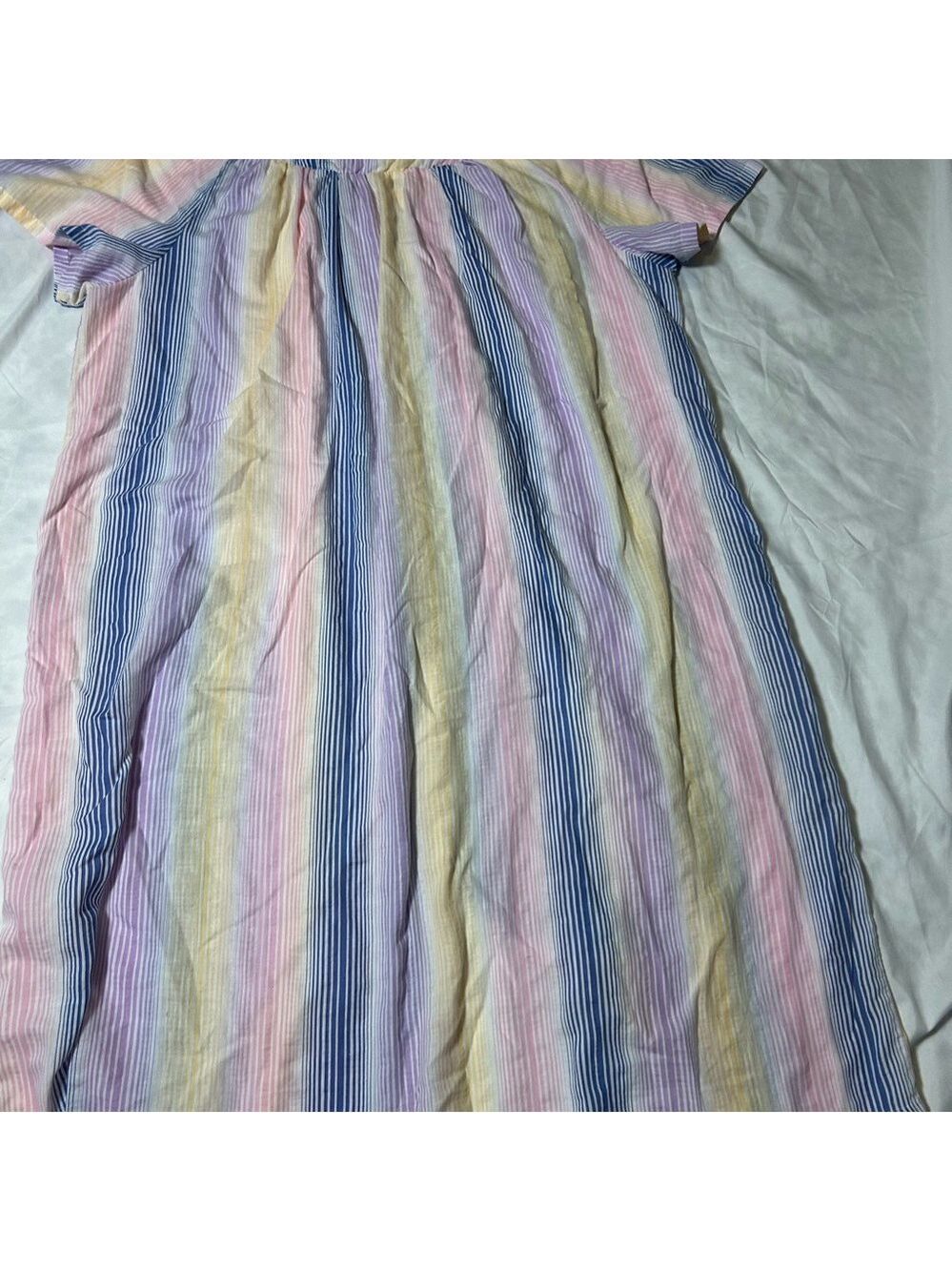 Elegant Emily Women's Snap Front Striped Duster Gown Sz 1X - Picture 4 of 7
